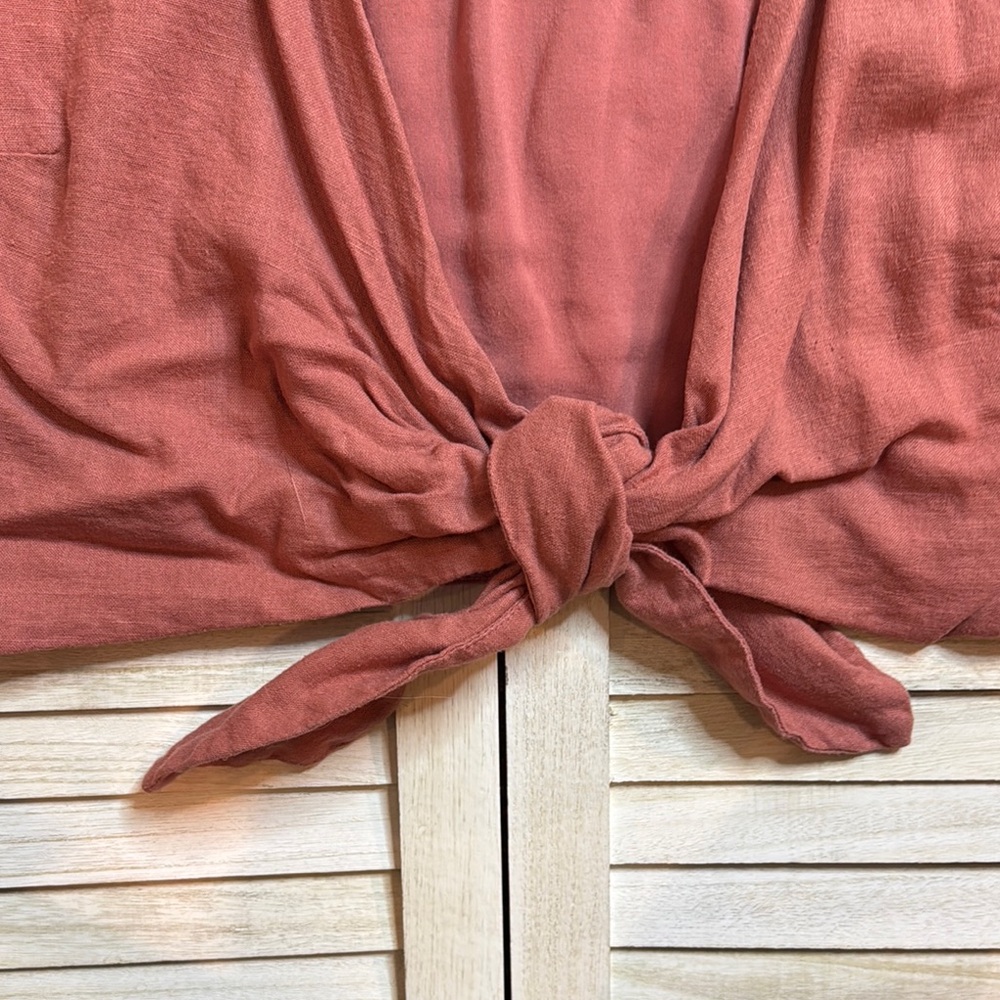 Rust Tie-Front Blouse - Picture 5 of 8